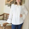 Blouse met strik en lange mouwen wit online dameskleding Florentini