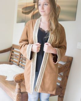 Vest lang met versiering camel