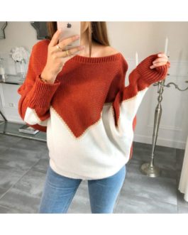 Twee-kleuren trui Sarah roestrood