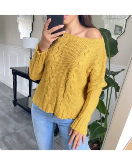 Trui Isabeau kort twist geel
