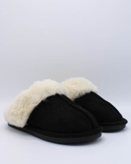 Pantoffel zwart fluffy