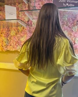 T-shirt geel met pofmouw