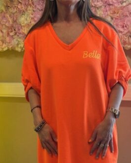 Kleed fluo oranje Bella sweaterstof
