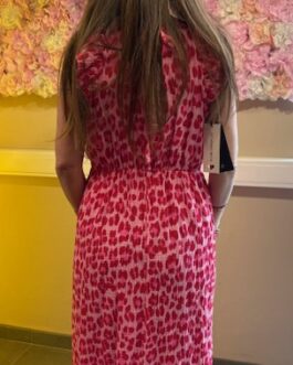 Kleed lang rood/roze gevlekt