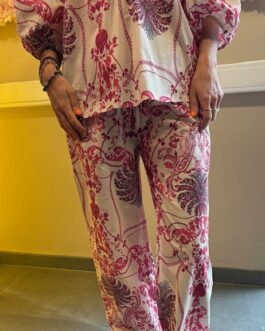 Broek rood/wit met motief