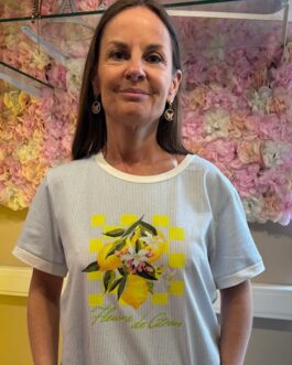 Tshirt gestreept lichtblauw met citroenen